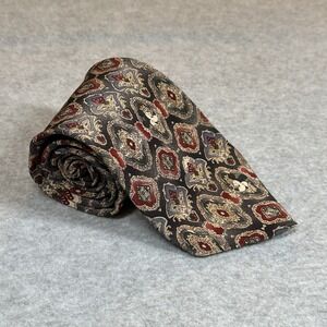 Walt Disney World Mickey Mouse Men's Tie 100% Silk Black Ivory Red Pattern 56x4